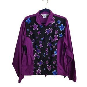Sugoi Vintage Purple Floral Cycling Windbreaker Jacket Size L
